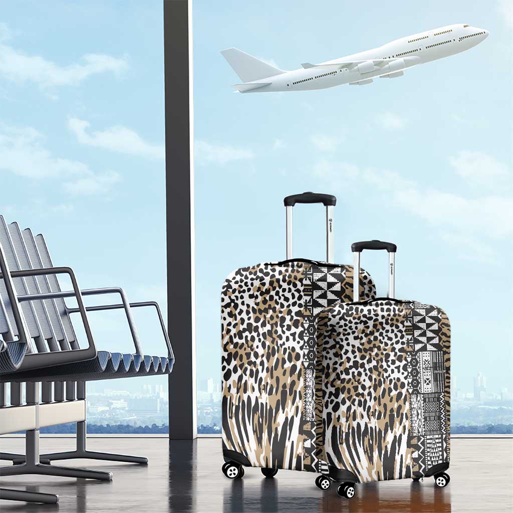 Africa Tribal Pattern Mixed Leopard Skin Luggage Cover LT9