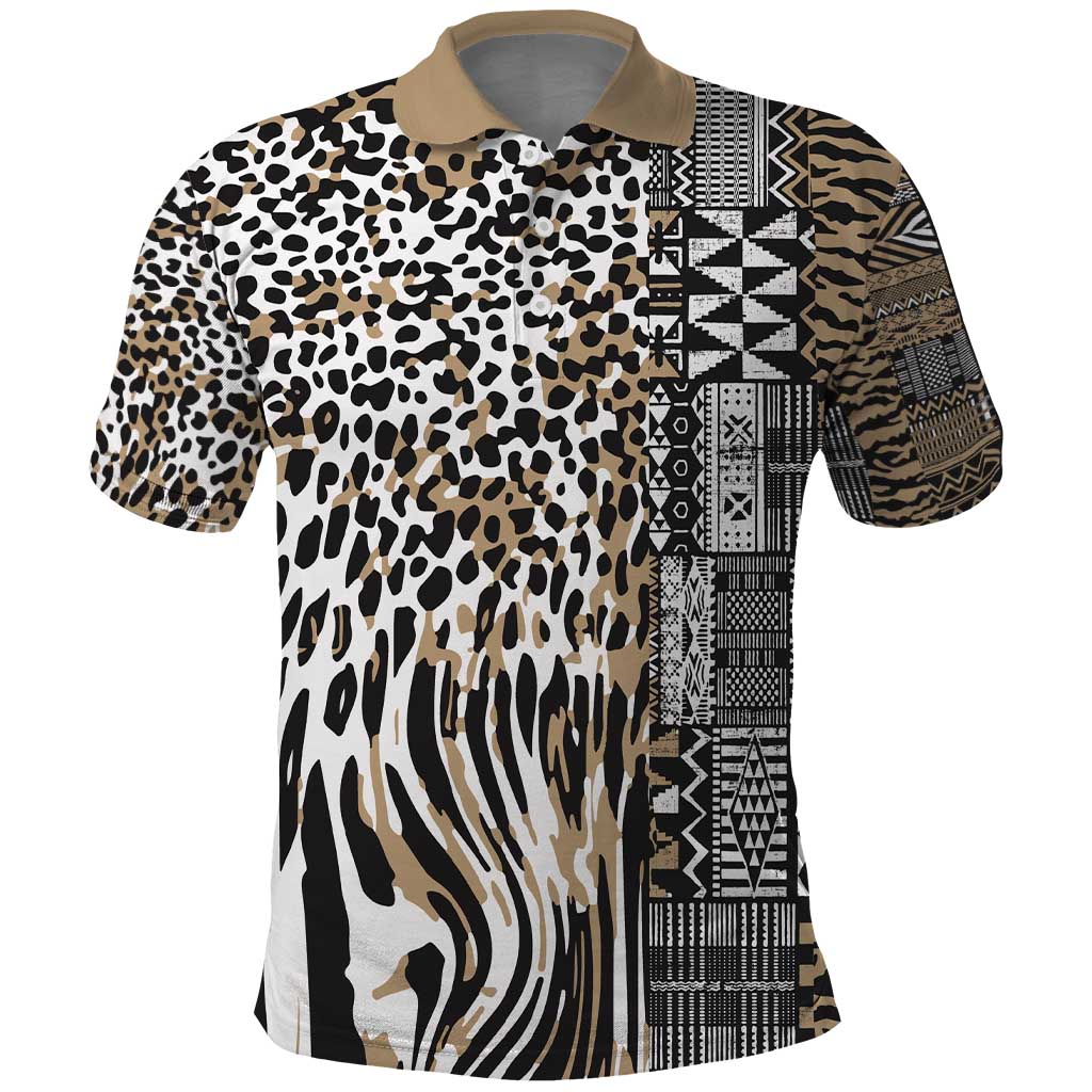 Africa Tribal Pattern Mixed Leopard Skin Polo Shirt LT9