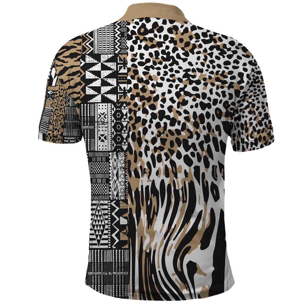 Africa Tribal Pattern Mixed Leopard Skin Polo Shirt LT9