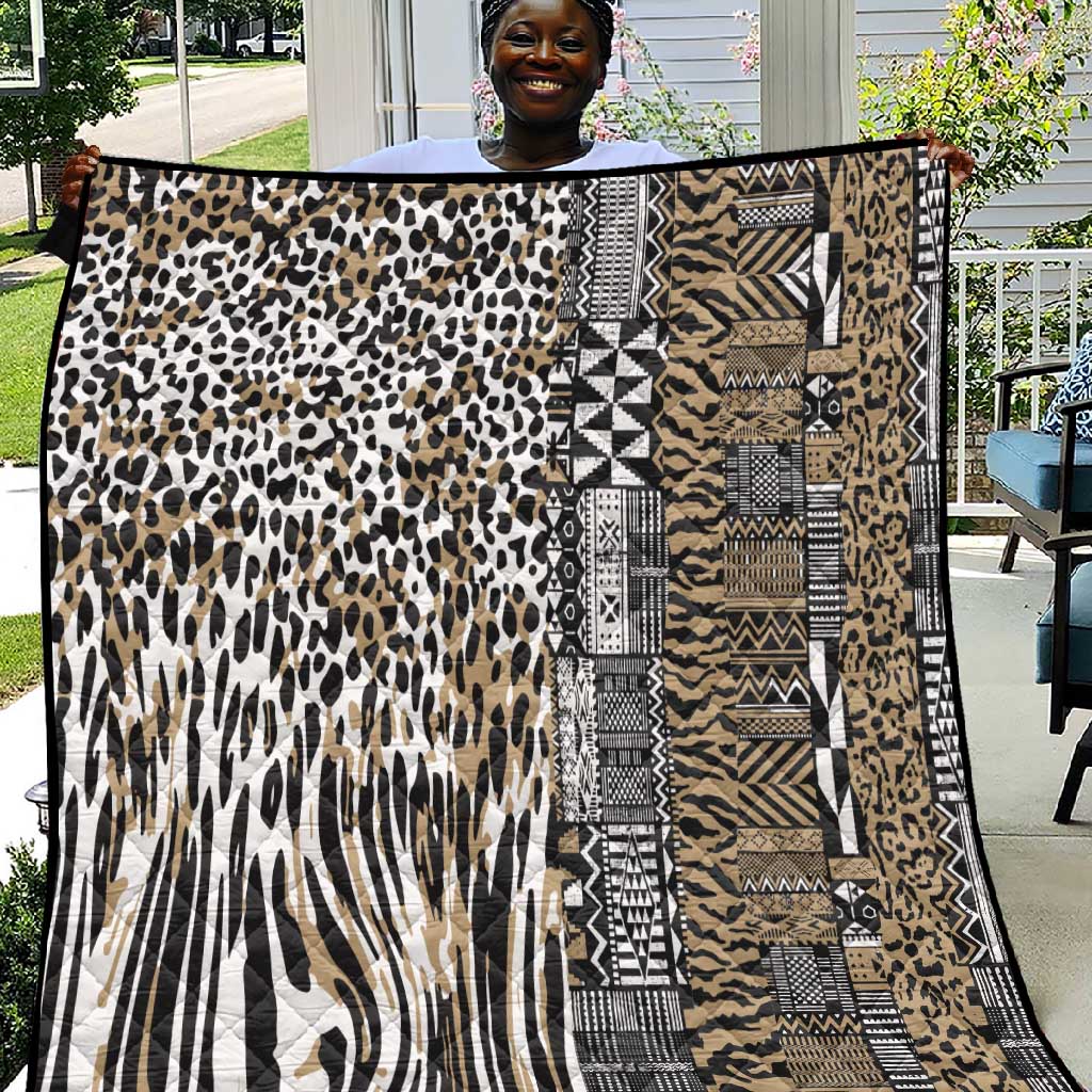 Africa Tribal Pattern Mixed Leopard Skin Quilt LT9