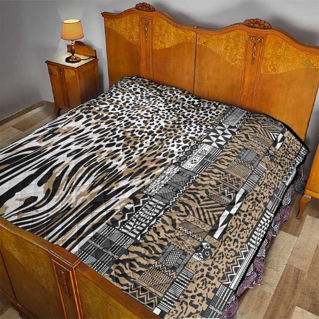 Africa Tribal Pattern Mixed Leopard Skin Quilt LT9