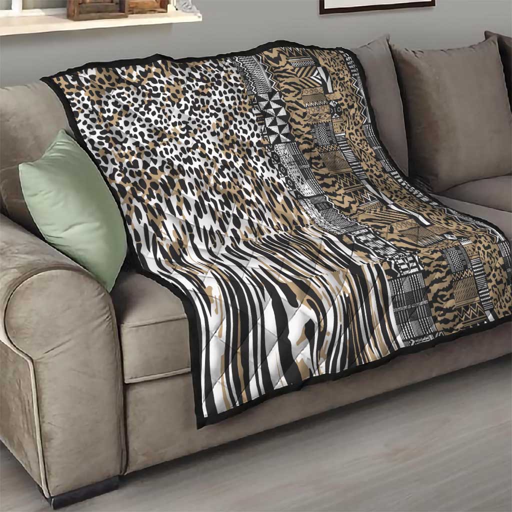 Africa Tribal Pattern Mixed Leopard Skin Quilt LT9
