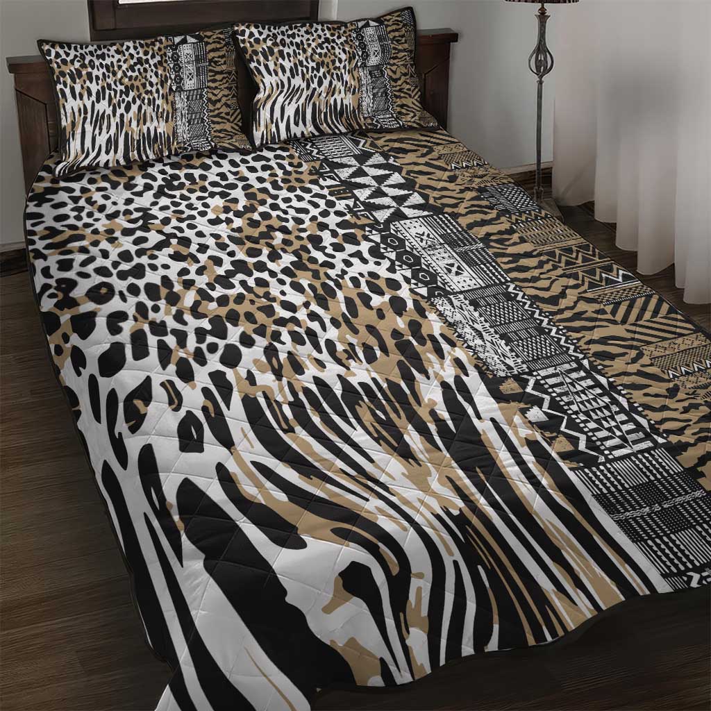 Africa Tribal Pattern Mixed Leopard Skin Quilt Bed Set LT9
