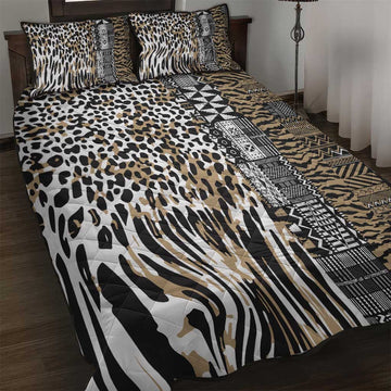 Africa Tribal Pattern Mixed Leopard Skin Quilt Bed Set LT9