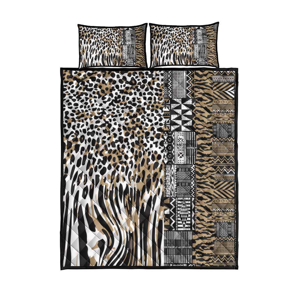 Africa Tribal Pattern Mixed Leopard Skin Quilt Bed Set LT9