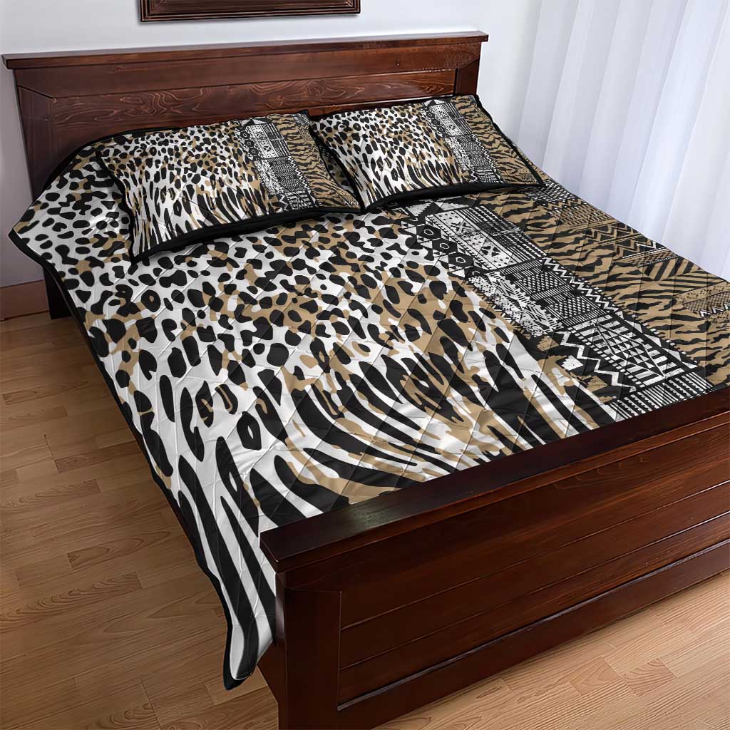 Africa Tribal Pattern Mixed Leopard Skin Quilt Bed Set LT9