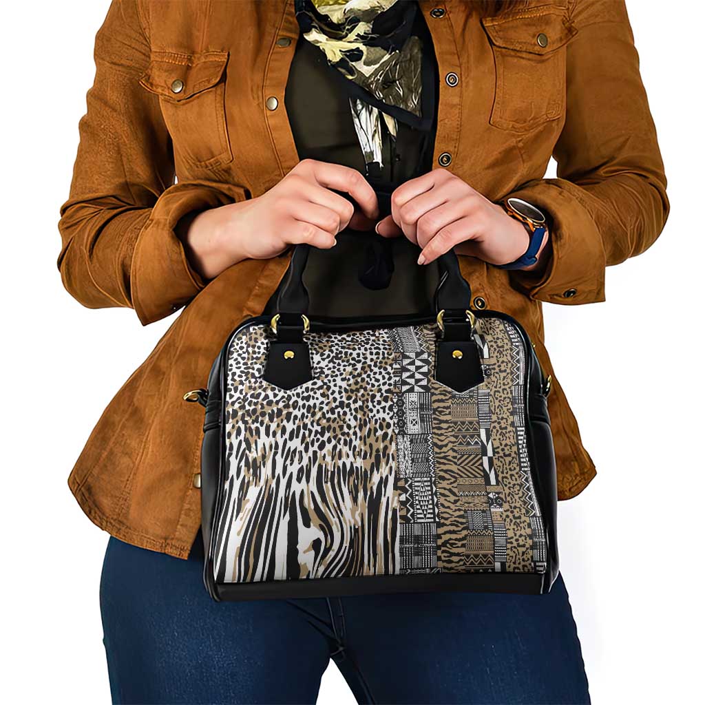 Africa Tribal Pattern Mixed Leopard Skin Shoulder Handbag LT9