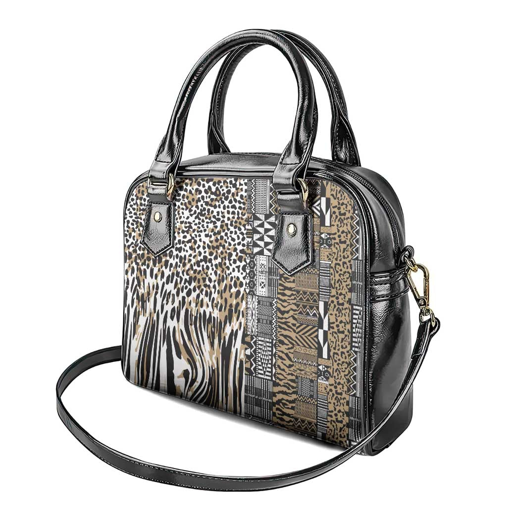 Africa Tribal Pattern Mixed Leopard Skin Shoulder Handbag LT9