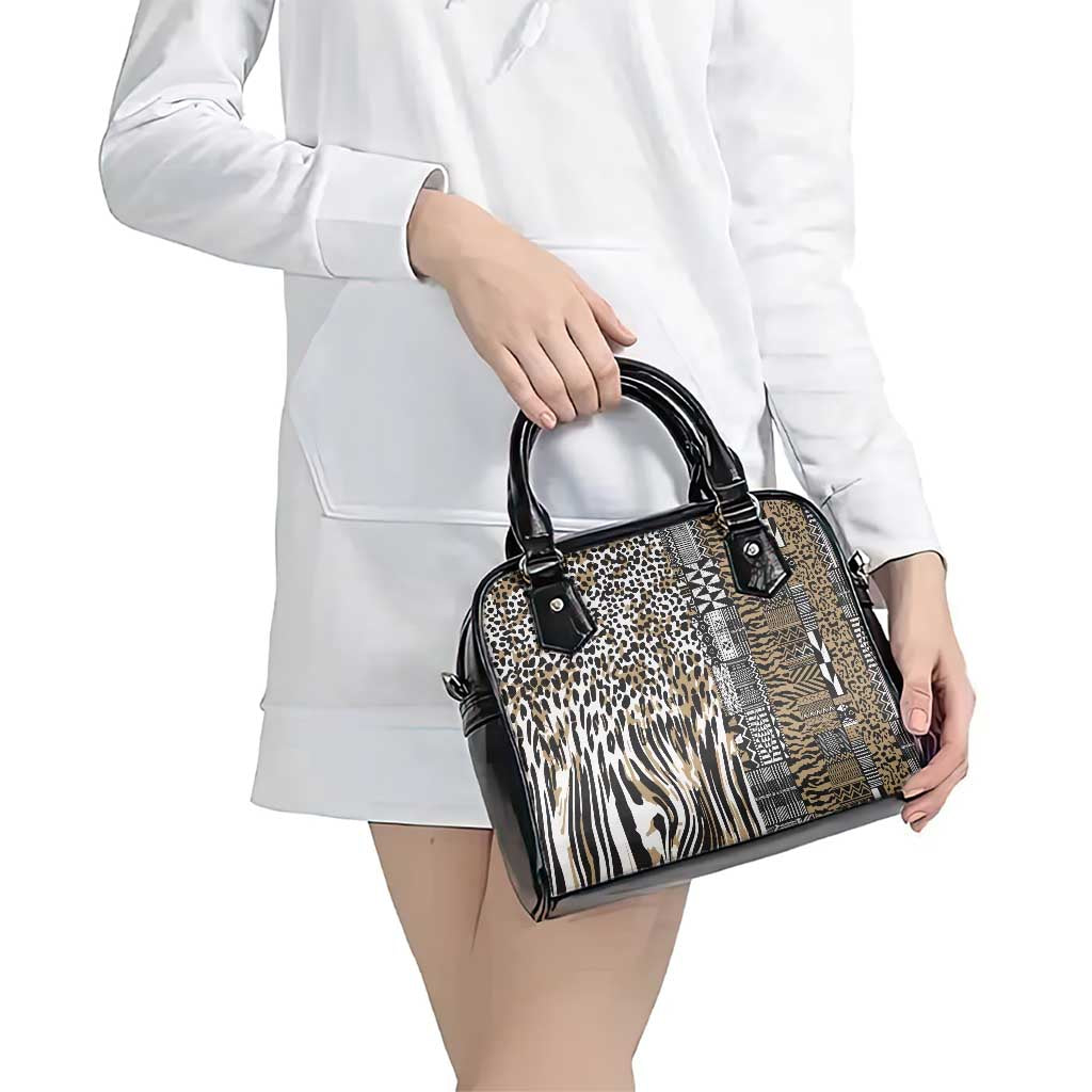 Africa Tribal Pattern Mixed Leopard Skin Shoulder Handbag LT9