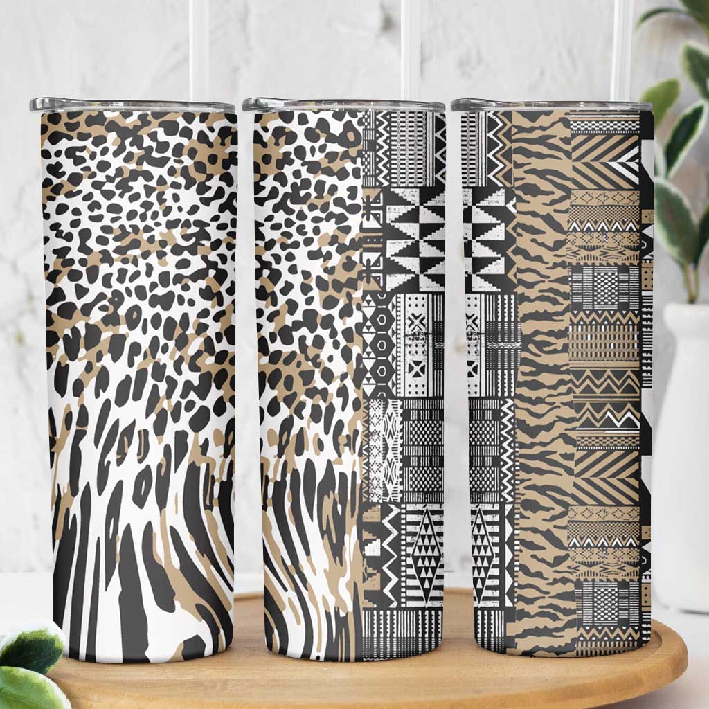Africa Tribal Pattern Mixed Leopard Skin Skinny Tumbler LT9