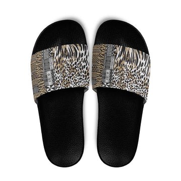 Africa Tribal Pattern Mixed Leopard Skin Slide Sandals LT9