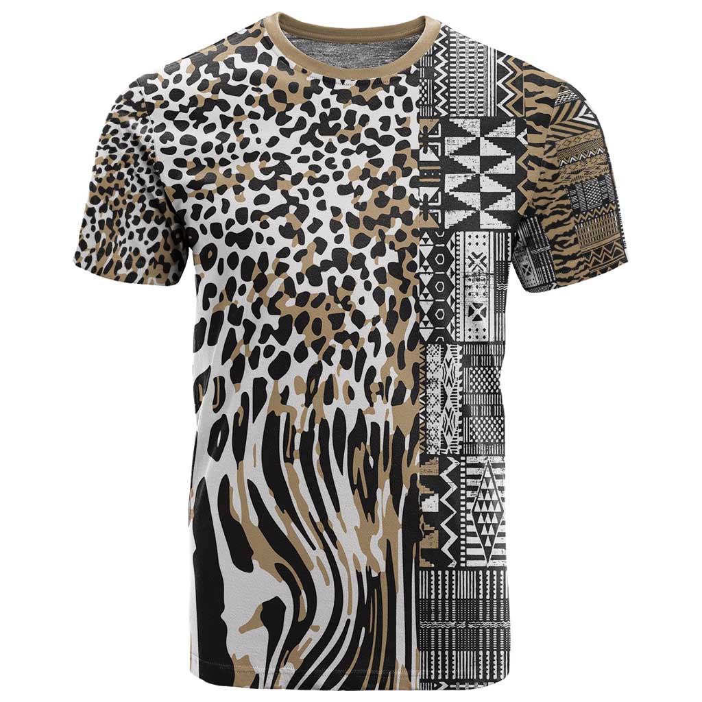 Africa Tribal Pattern Mixed Leopard Skin T shirt LT9