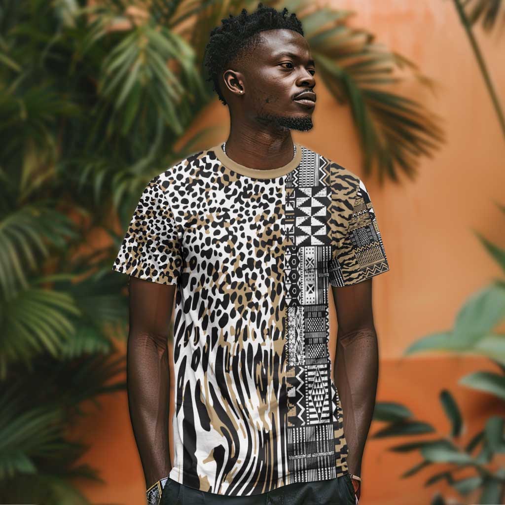 Africa Tribal Pattern Mixed Leopard Skin T shirt LT9