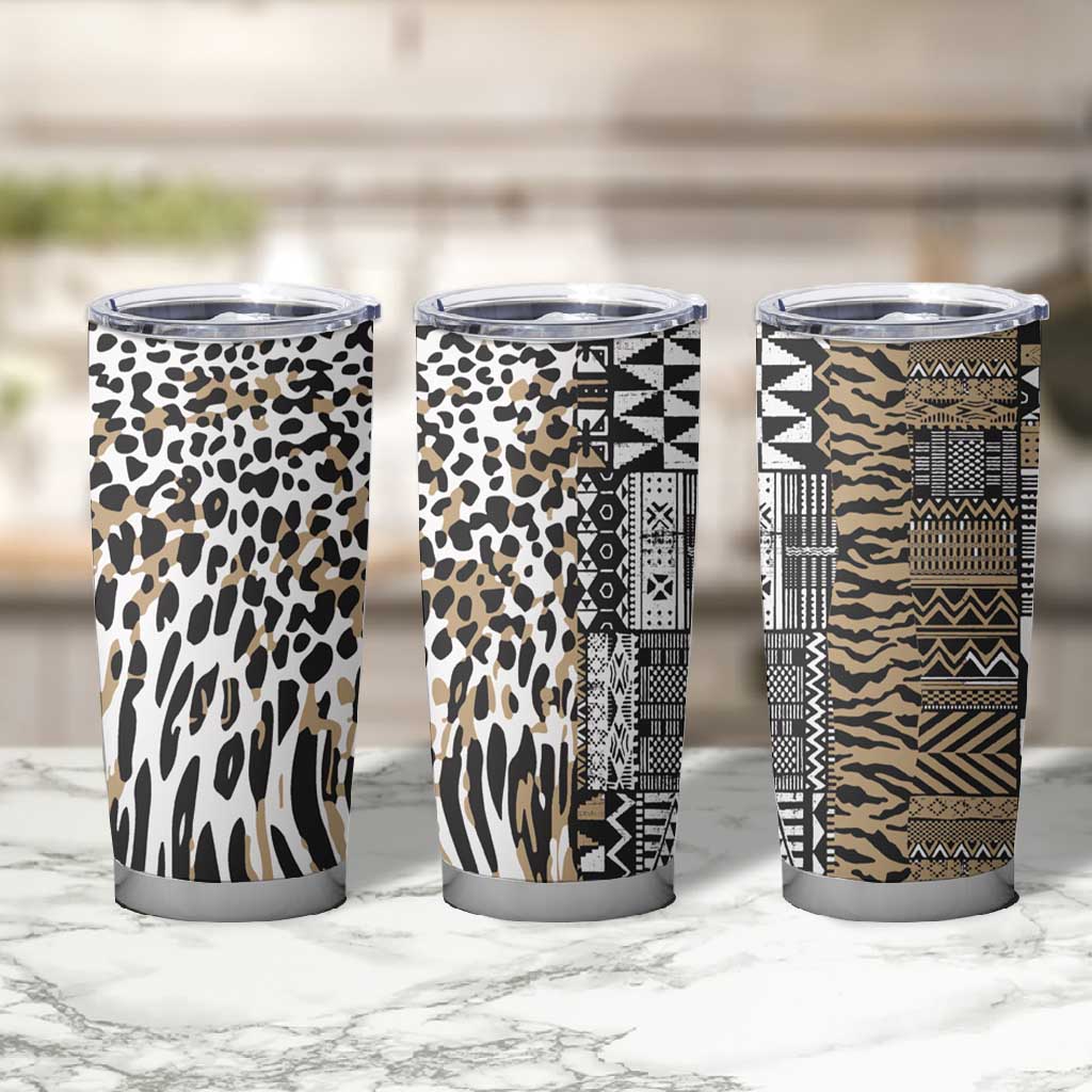 Africa Tribal Pattern Mixed Leopard Skin Tumbler Cup LT9