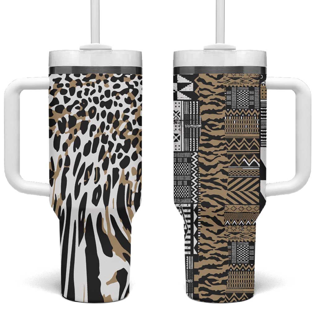 Africa Tribal Pattern Mixed Leopard Skin Tumbler With Handle LT9