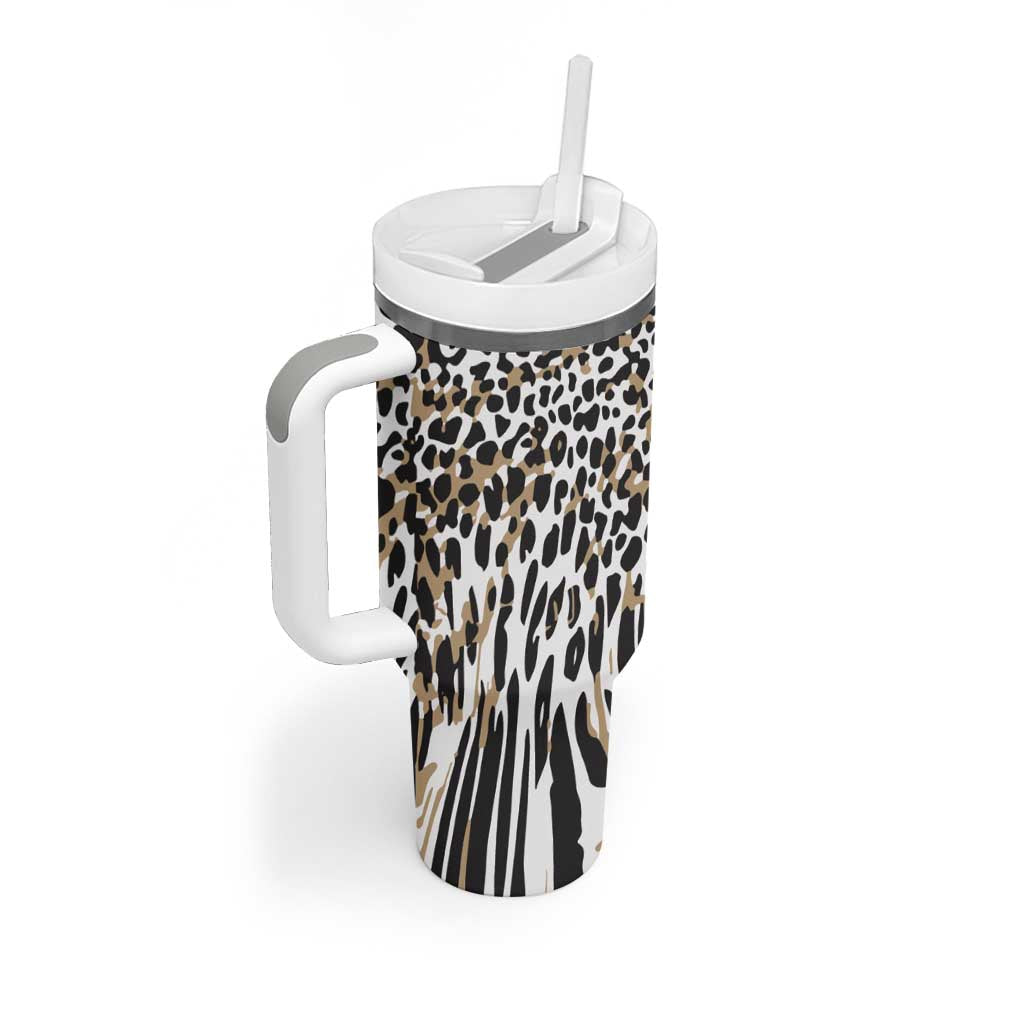 Africa Tribal Pattern Mixed Leopard Skin Tumbler With Handle LT9