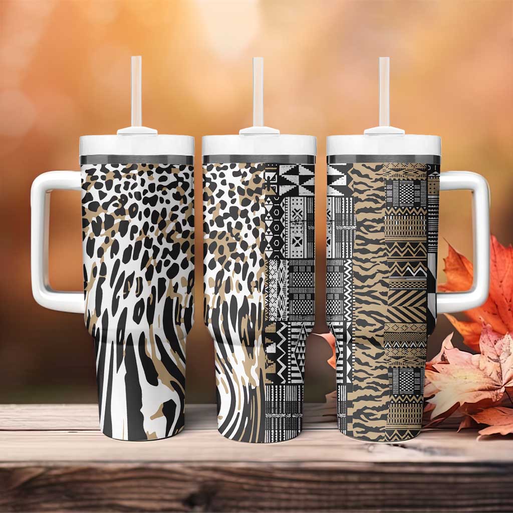 Africa Tribal Pattern Mixed Leopard Skin Tumbler With Handle LT9