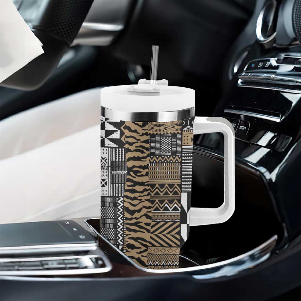 Africa Tribal Pattern Mixed Leopard Skin Tumbler With Handle LT9