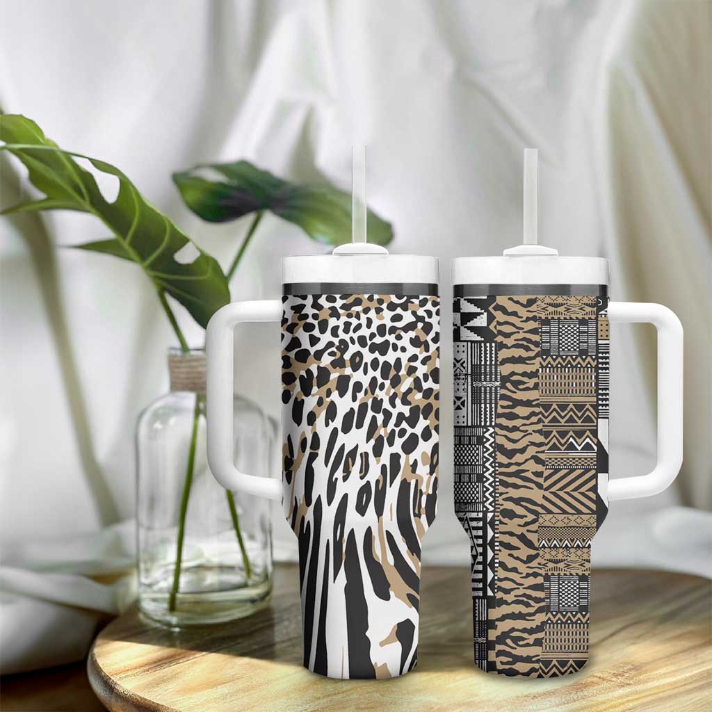Africa Tribal Pattern Mixed Leopard Skin Tumbler With Handle LT9