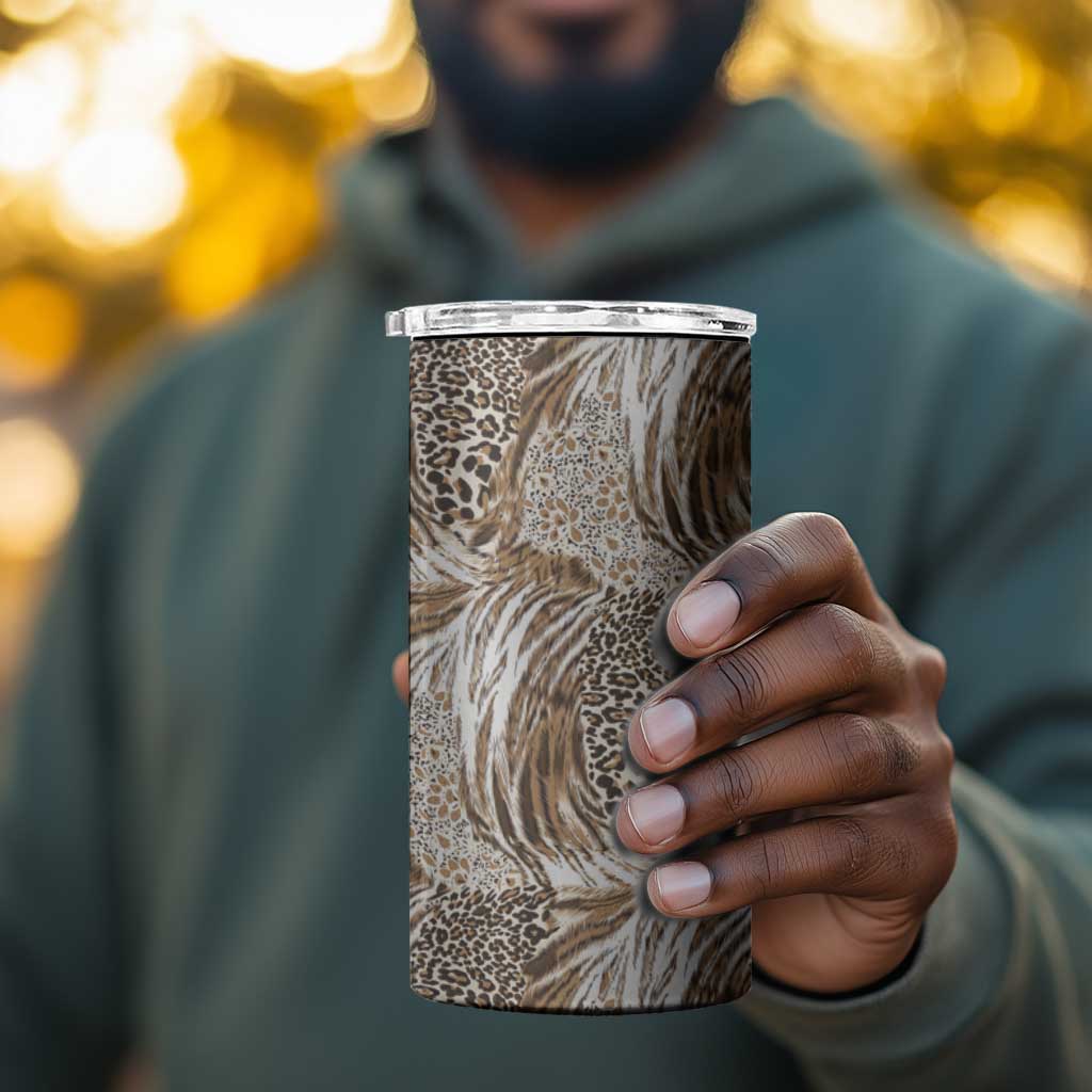 African Wild Animal Skins 4 in 1 Can Cooler Tumbler Leopard Pattern LT9