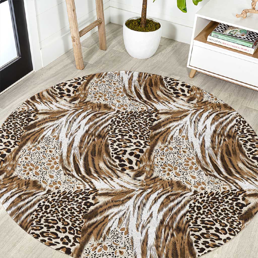 African Wild Animal Skins Round Carpet Leopard Pattern LT9