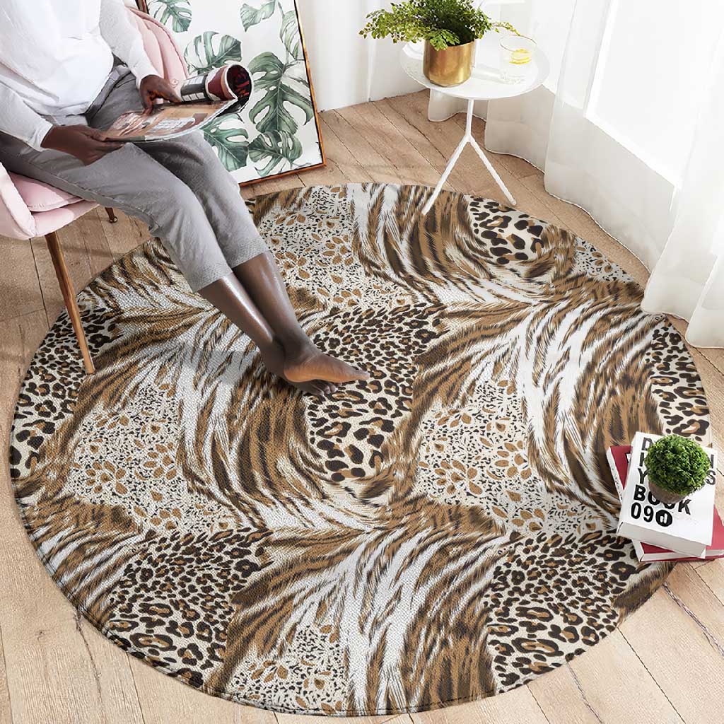 African Wild Animal Skins Round Carpet Leopard Pattern LT9