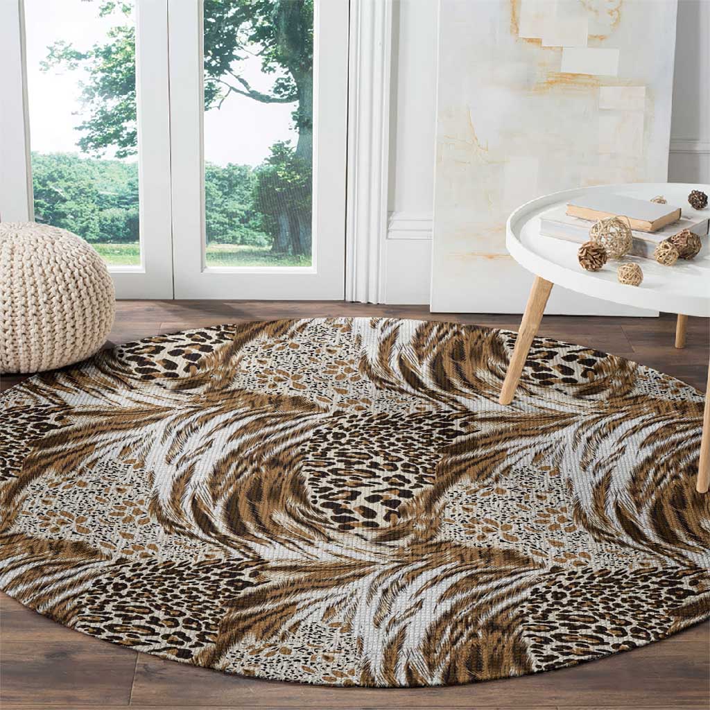 African Wild Animal Skins Round Carpet Leopard Pattern LT9