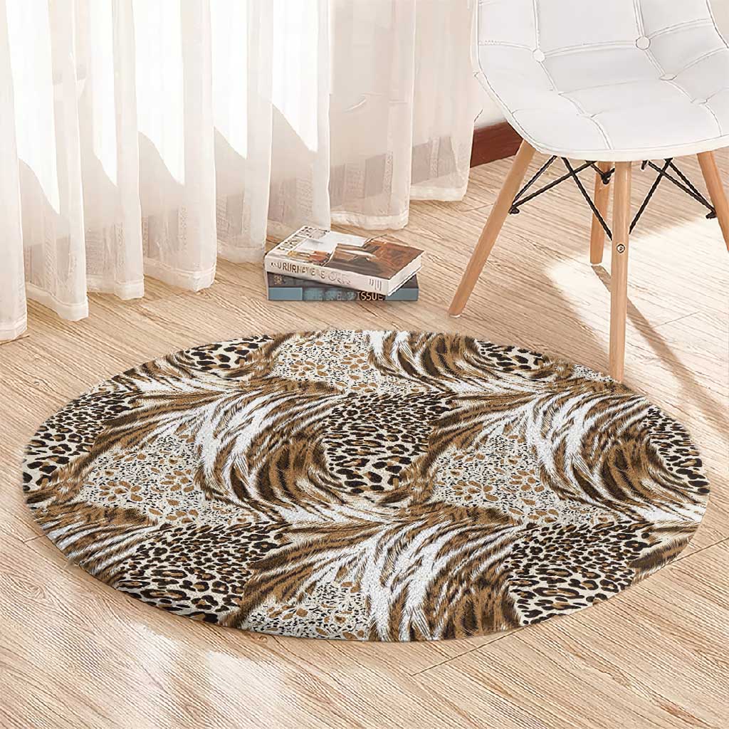 African Wild Animal Skins Round Carpet Leopard Pattern LT9