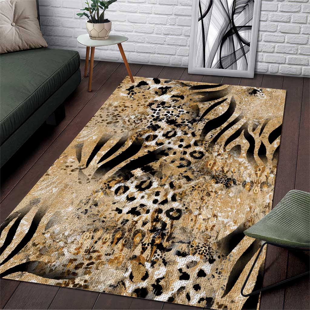 African Wild Animal Skins Area Rug Zebra Tiger Leopard Mix Skin LT9