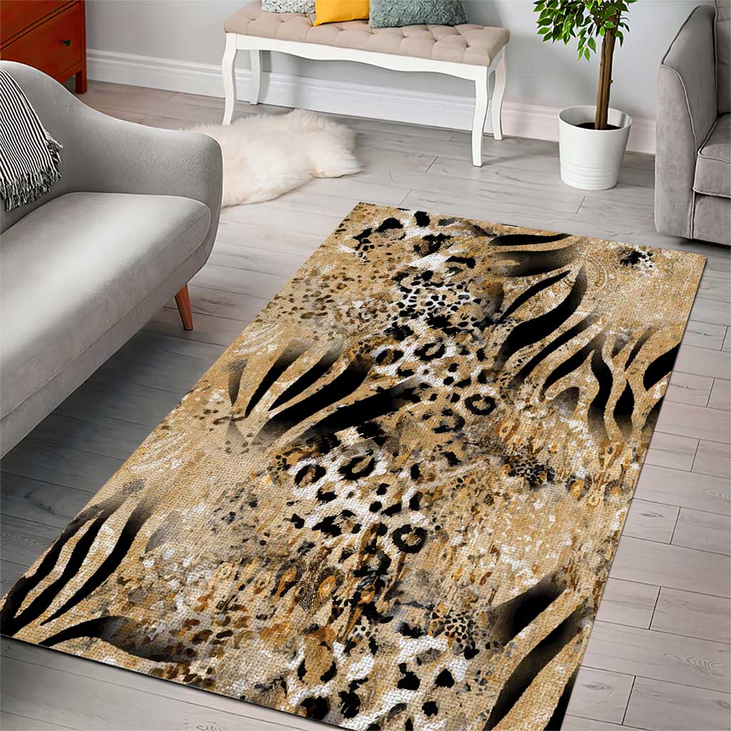 African Wild Animal Skins Area Rug Zebra Tiger Leopard Mix Skin LT9