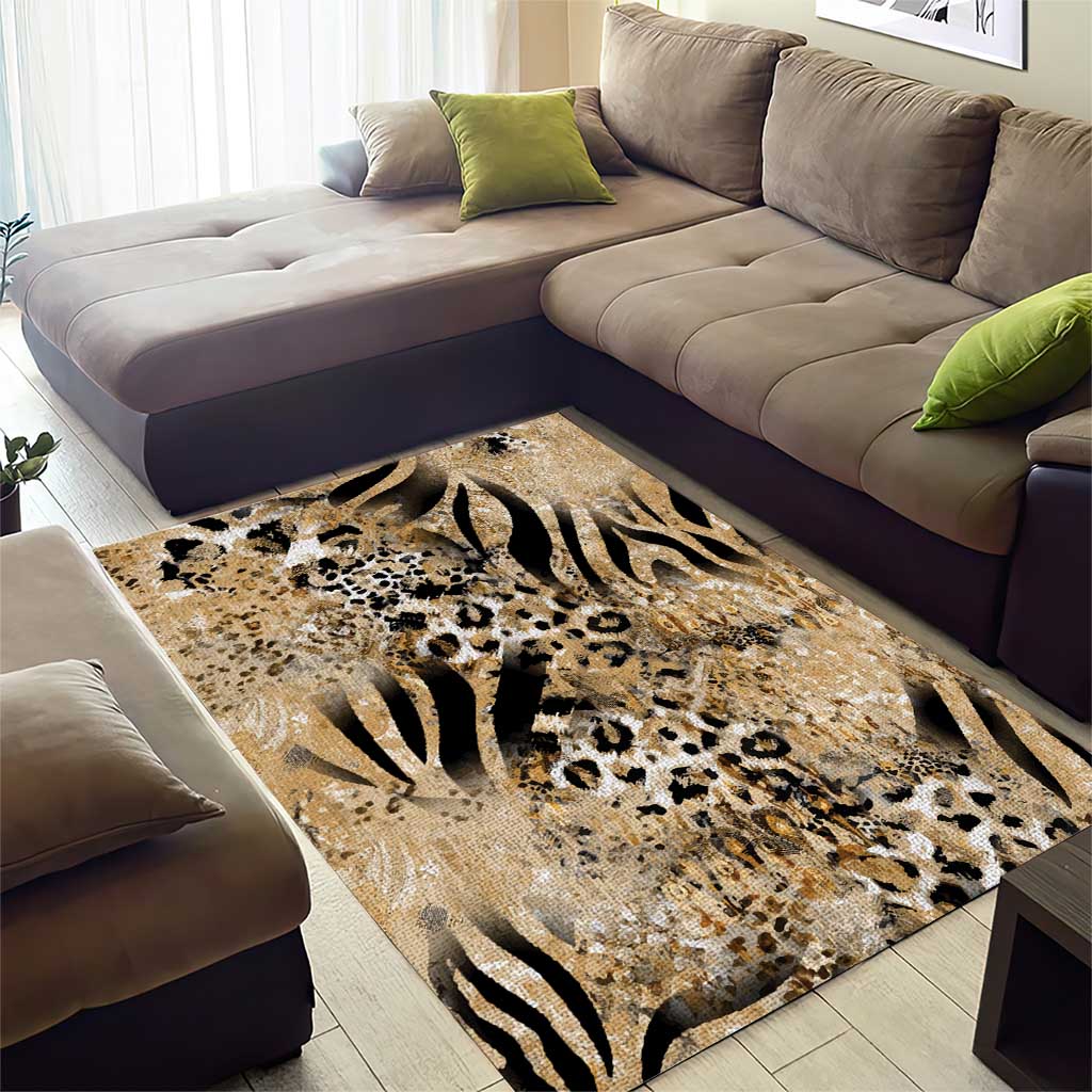 African Wild Animal Skins Area Rug Zebra Tiger Leopard Mix Skin LT9
