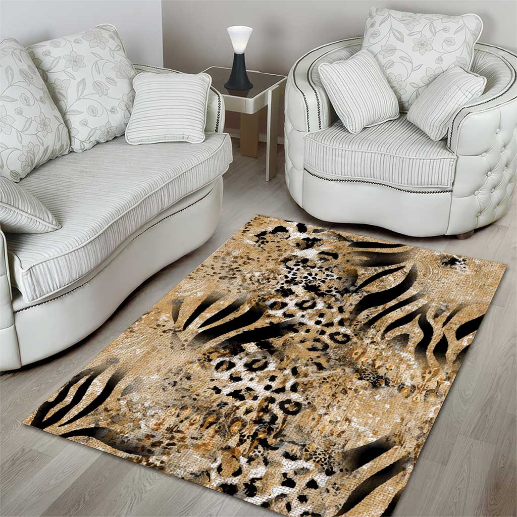 African Wild Animal Skins Area Rug Zebra Tiger Leopard Mix Skin LT9