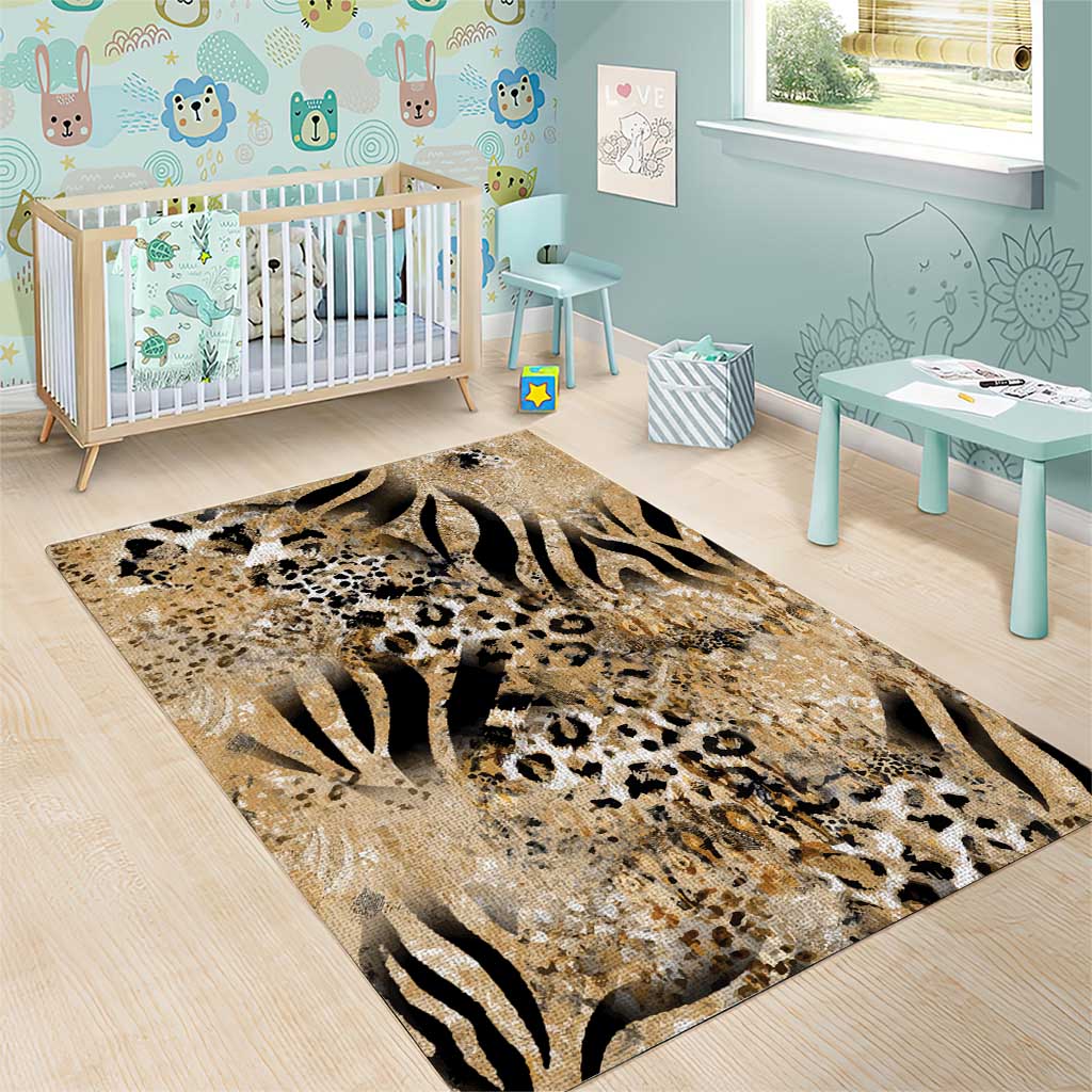 African Wild Animal Skins Area Rug Zebra Tiger Leopard Mix Skin LT9