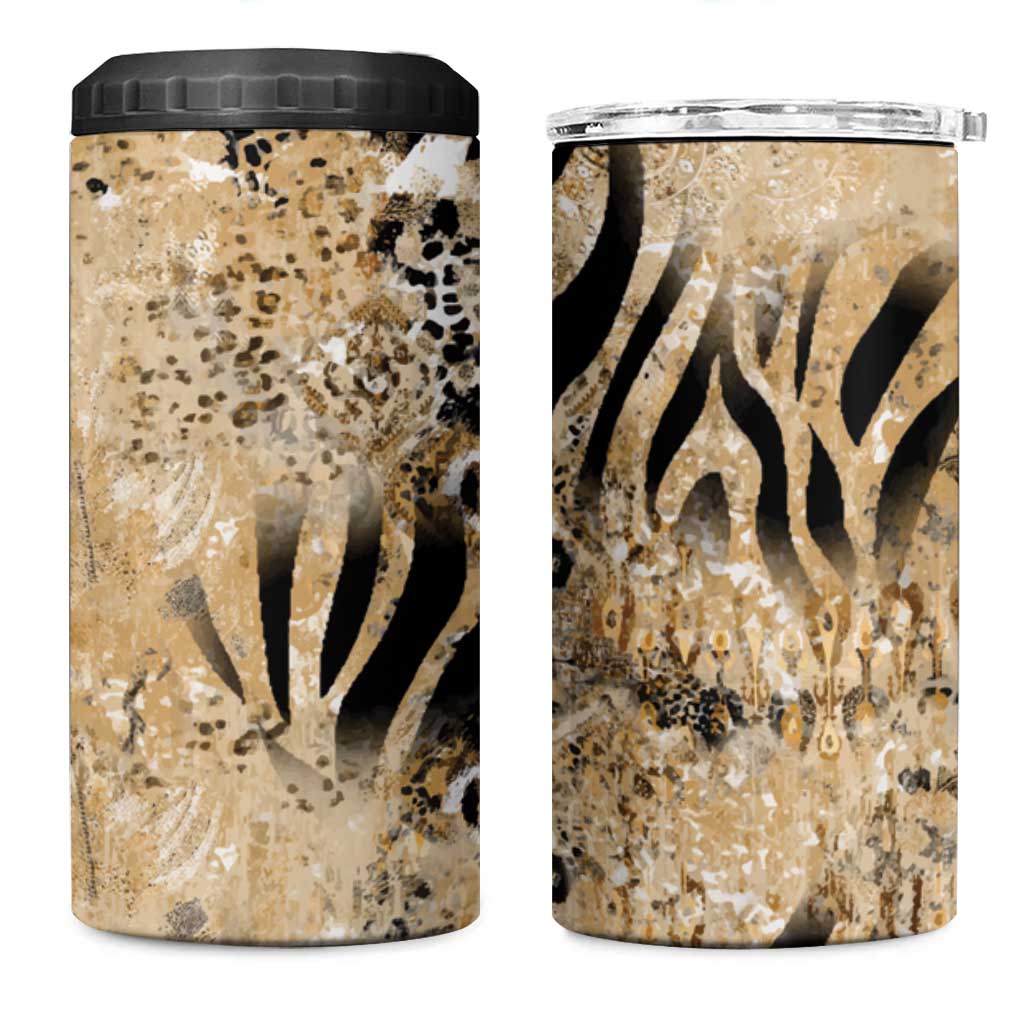 African Wild Animal Skins 4 in 1 Can Cooler Tumbler Zebra Tiger Leopard Mix Skin LT9