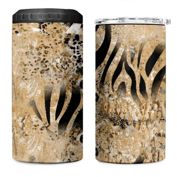 African Wild Animal Skins 4 in 1 Can Cooler Tumbler Zebra Tiger Leopard Mix Skin LT9