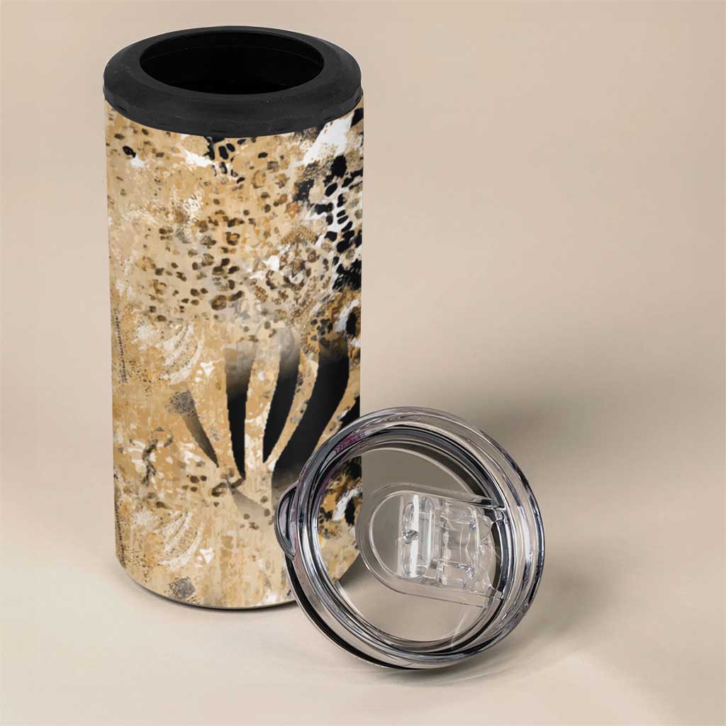 African Wild Animal Skins 4 in 1 Can Cooler Tumbler Zebra Tiger Leopard Mix Skin LT9