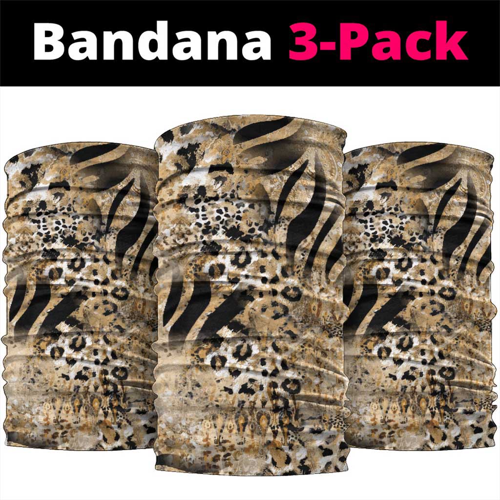 Wild Animal Skins Neck Gaiter Zebra Tiger Leopard Mix Skin LT9