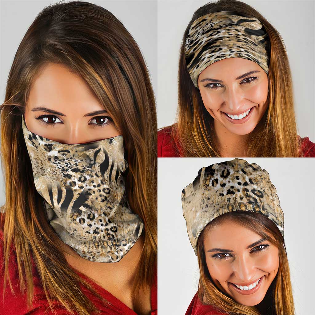 Wild Animal Skins Neck Gaiter Zebra Tiger Leopard Mix Skin LT9