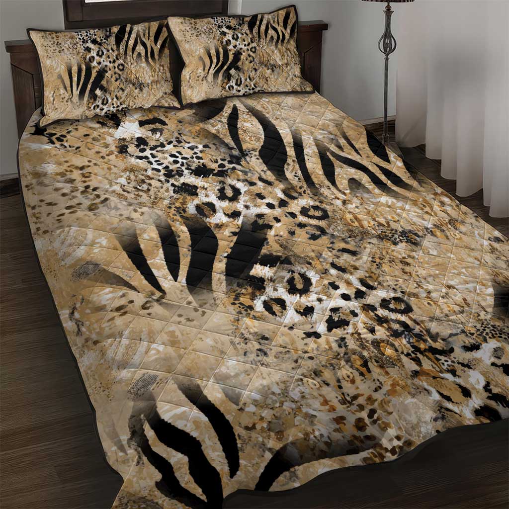 African Wild Animal Skins Quilt Bed Set Zebra Tiger Leopard Mix Skin LT9