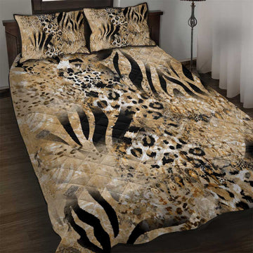 African Wild Animal Skins Quilt Bed Set Zebra Tiger Leopard Mix Skin LT9