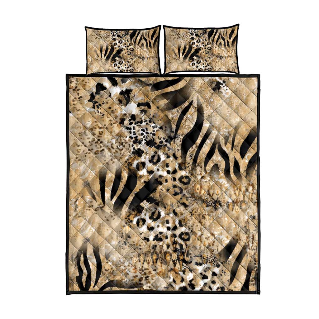 African Wild Animal Skins Quilt Bed Set Zebra Tiger Leopard Mix Skin LT9