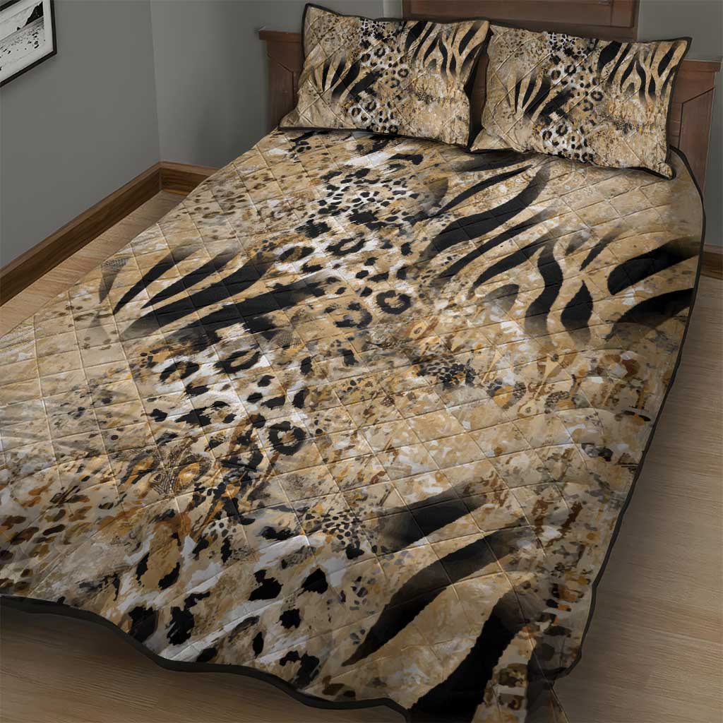 African Wild Animal Skins Quilt Bed Set Zebra Tiger Leopard Mix Skin LT9