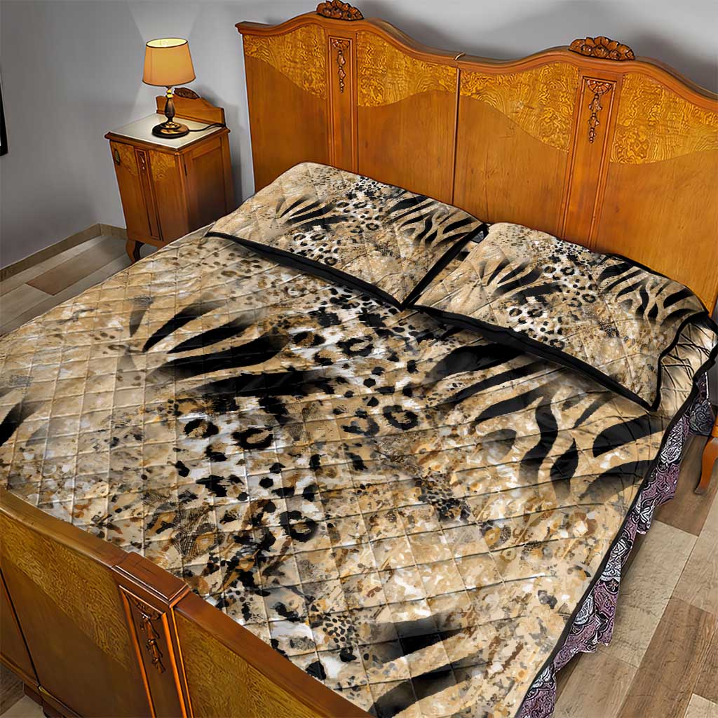 African Wild Animal Skins Quilt Bed Set Zebra Tiger Leopard Mix Skin LT9