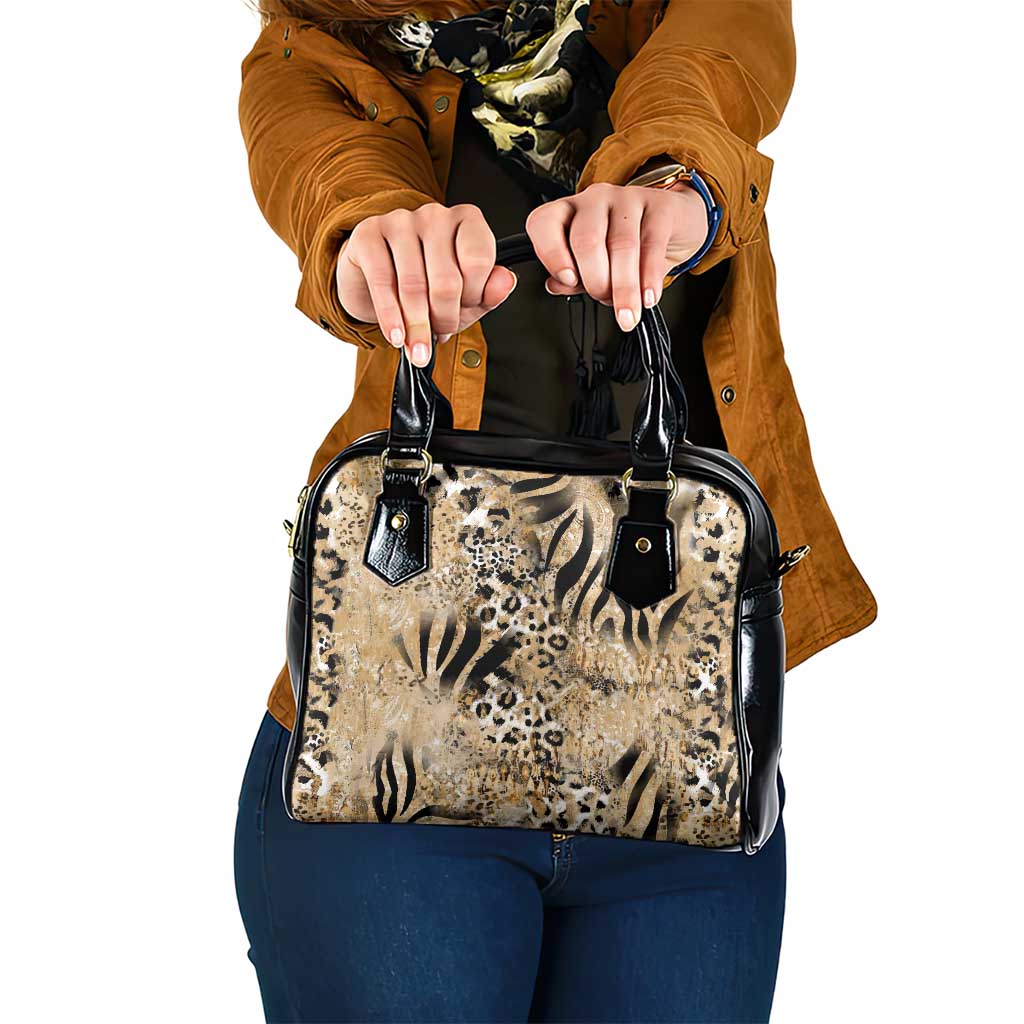 Wild Animal Skins Shoulder Handbag Zebra Tiger Leopard Mix Skin LT9