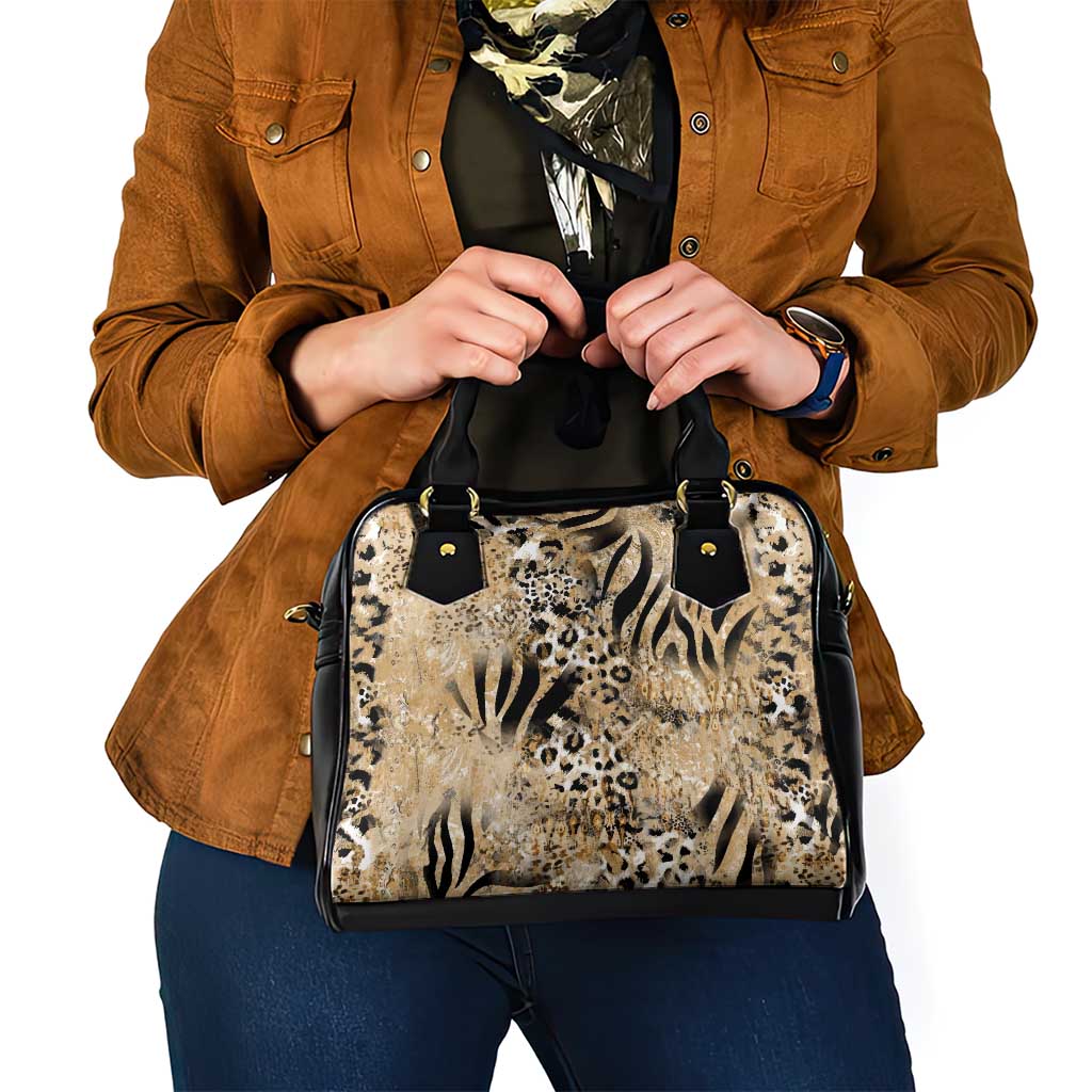 Wild Animal Skins Shoulder Handbag Zebra Tiger Leopard Mix Skin LT9