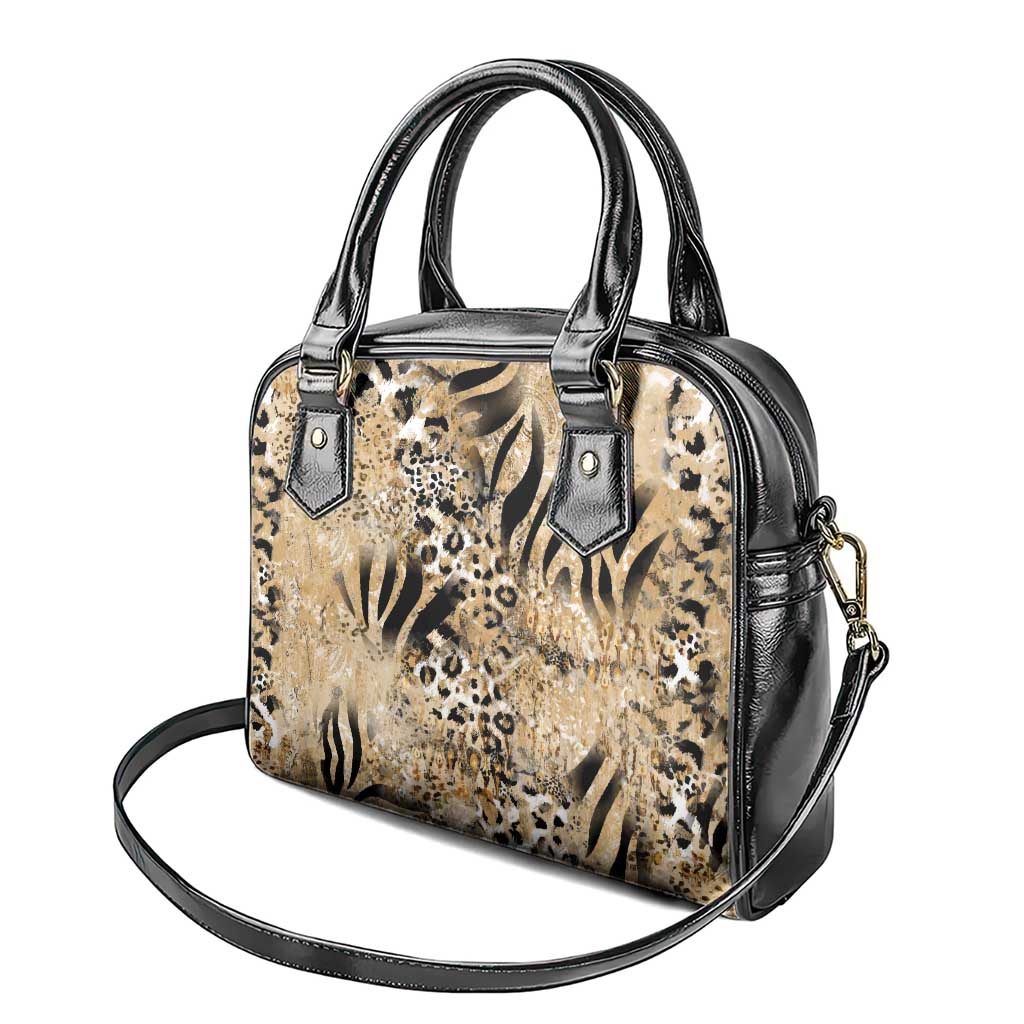 Wild Animal Skins Shoulder Handbag Zebra Tiger Leopard Mix Skin LT9