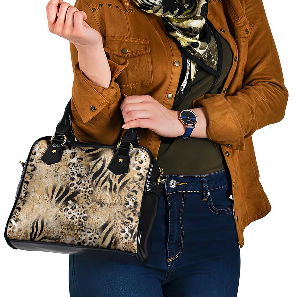 Wild Animal Skins Shoulder Handbag Zebra Tiger Leopard Mix Skin LT9