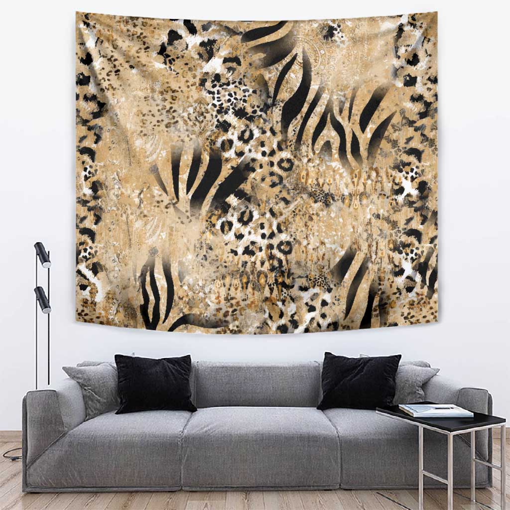 African Wild Animal Skins Tapestry Zebra Tiger Leopard Mix Skin LT9