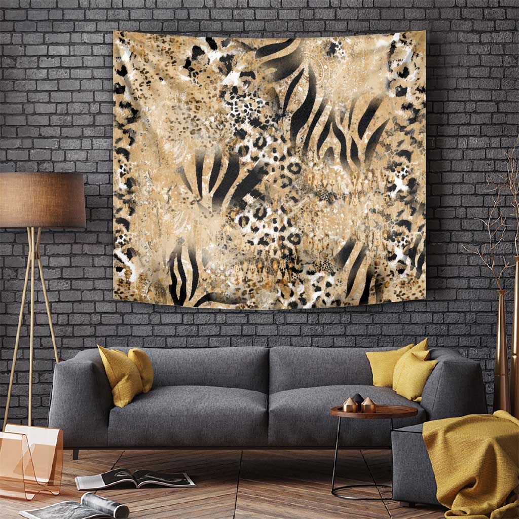 African Wild Animal Skins Tapestry Zebra Tiger Leopard Mix Skin LT9