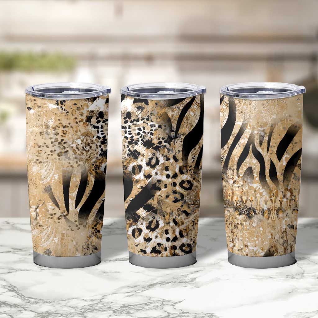 African Wild Animal Skins Tumbler Cup Zebra Tiger Leopard Mix Skin LT9